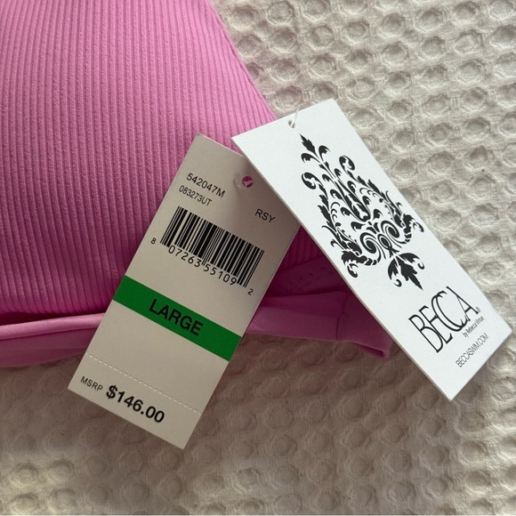 BECCA Pink Lace-Up Bikini Top - Picture 4 of 5